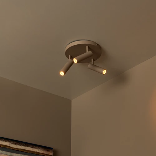 Lucide GRADO - Ceiling spotlight - Ø 25 cm - 3xGU10 (MR11) - Taupe - atmosphere 1